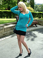 Leggy girl in platforms and pantyhose