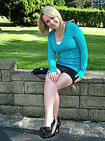 Leggy woman in high heels and nylons